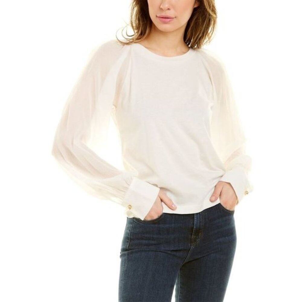 Tanya Taylor Womens Silk-Blend Odessa Top, White | Size Large